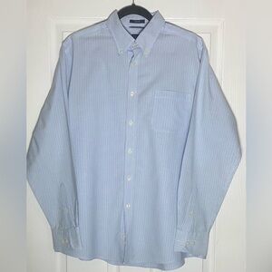 Dockers Men's Striped Button-Down Shirt in Blue and White